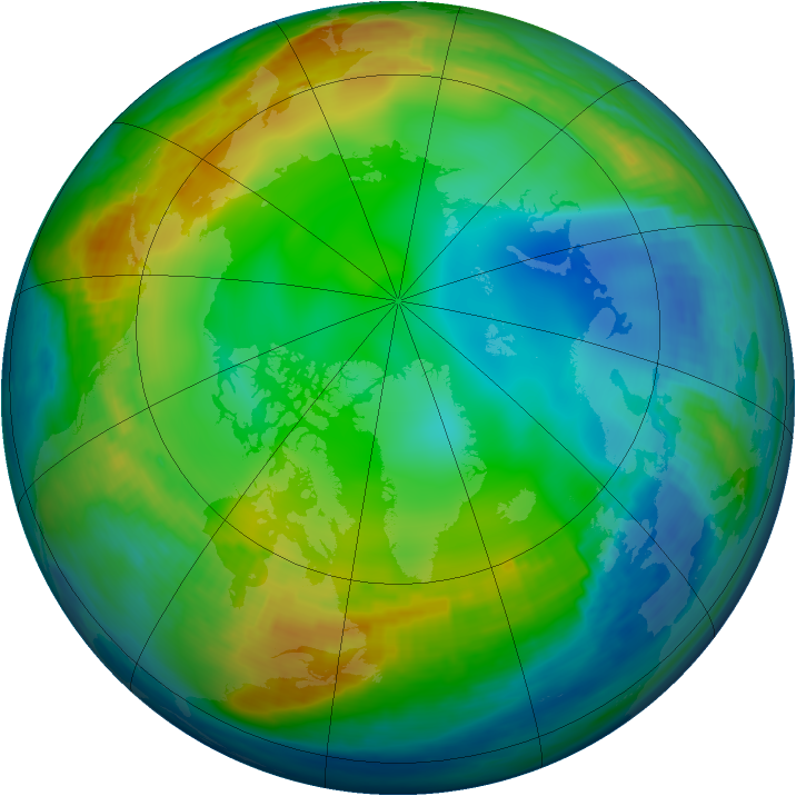 Arctic ozone map for 19 December 1991